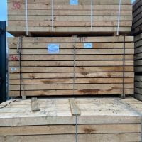 Hardwood sleepers - new, treated, brown.